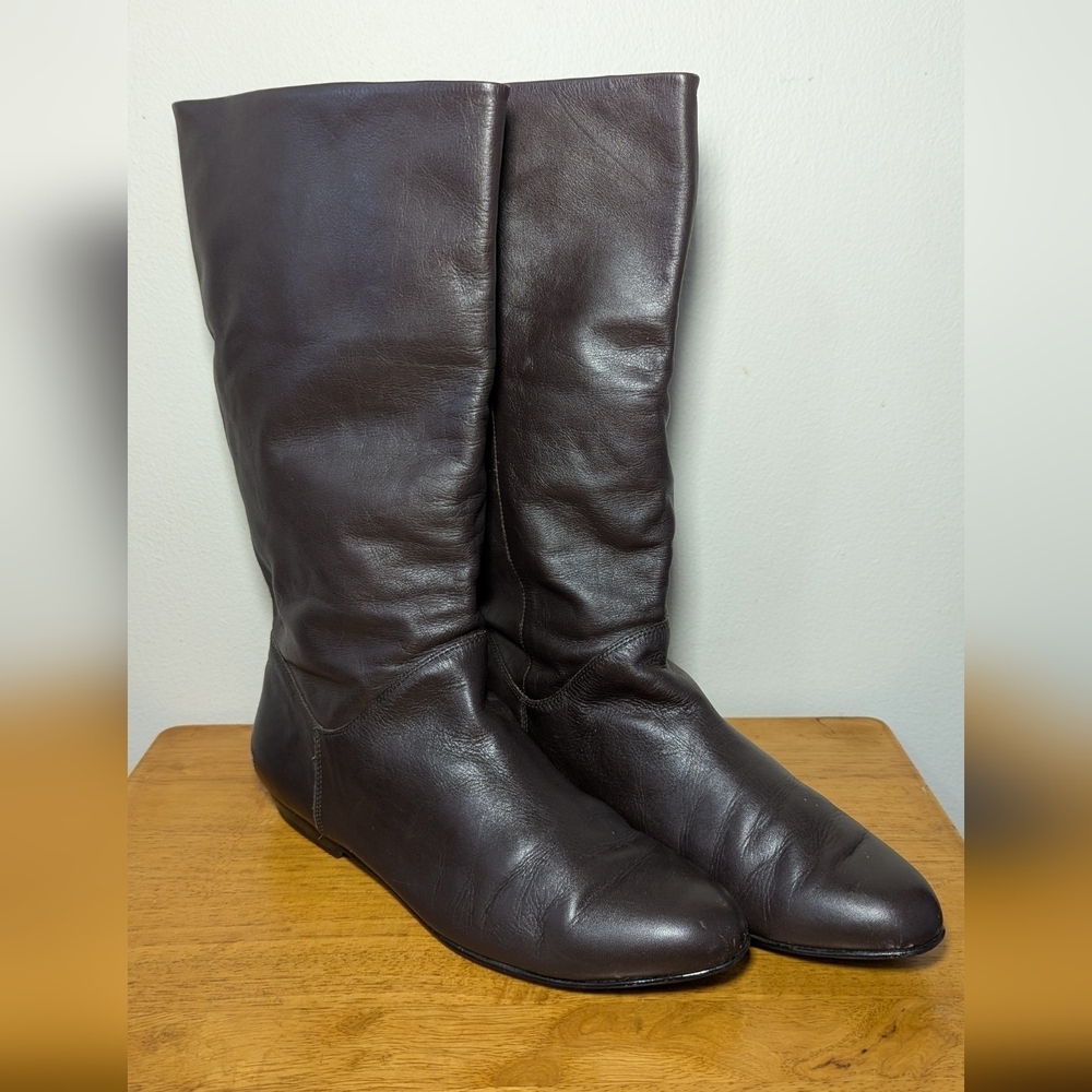 Cobbie Leather Under Knee Length Brown Boots Narrow Women's Size 11N